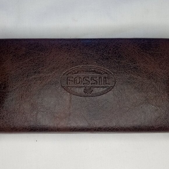 Authentic Fossil Eyeglasses Glasses Clamshell Hard Case Brown 800034, 6"x2.5"x1" - Picture 3 of 4